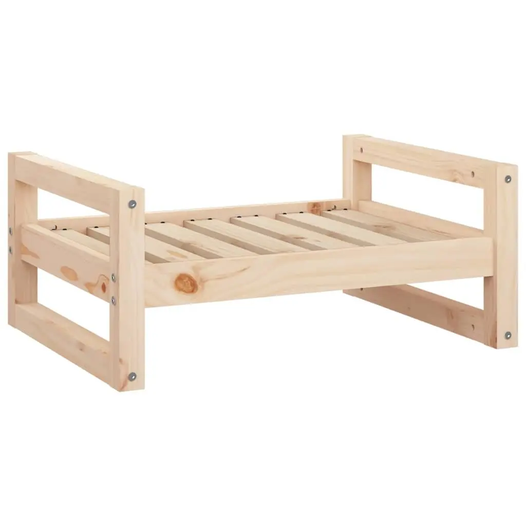 Dog Bed Solid Pine Wood Rectangular Elevated Furniture 65.5 x 50.5 x 28 cm Brown