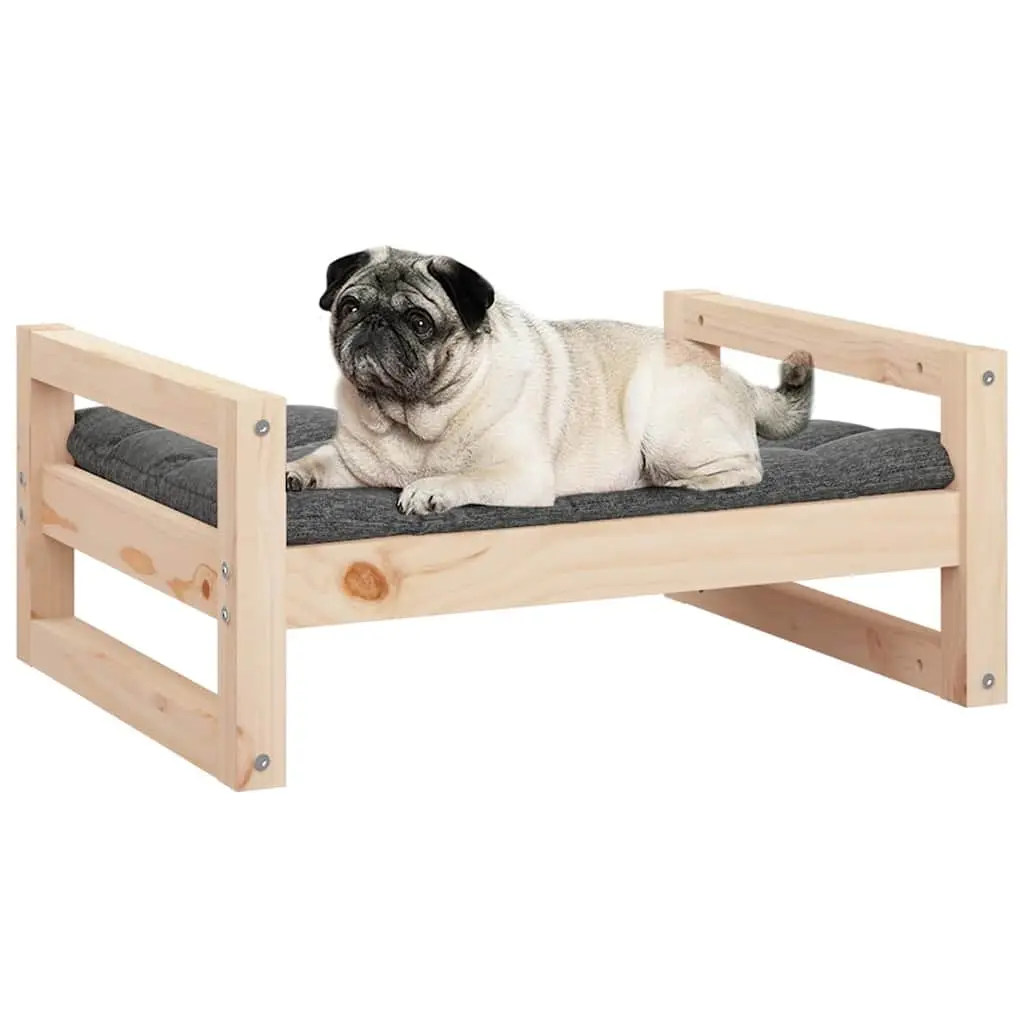 Dog Bed Solid Pine Wood Rectangular Elevated Furniture 65.5 x 50.5 x 28 cm Brown
