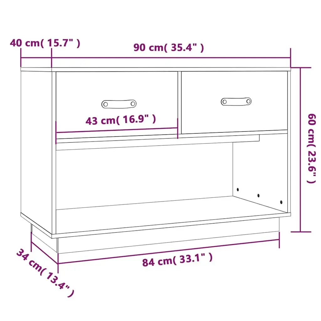 TV Cabinet Solid Pine Wood 90x40x60 cm Brown Storage Unit Media Stand