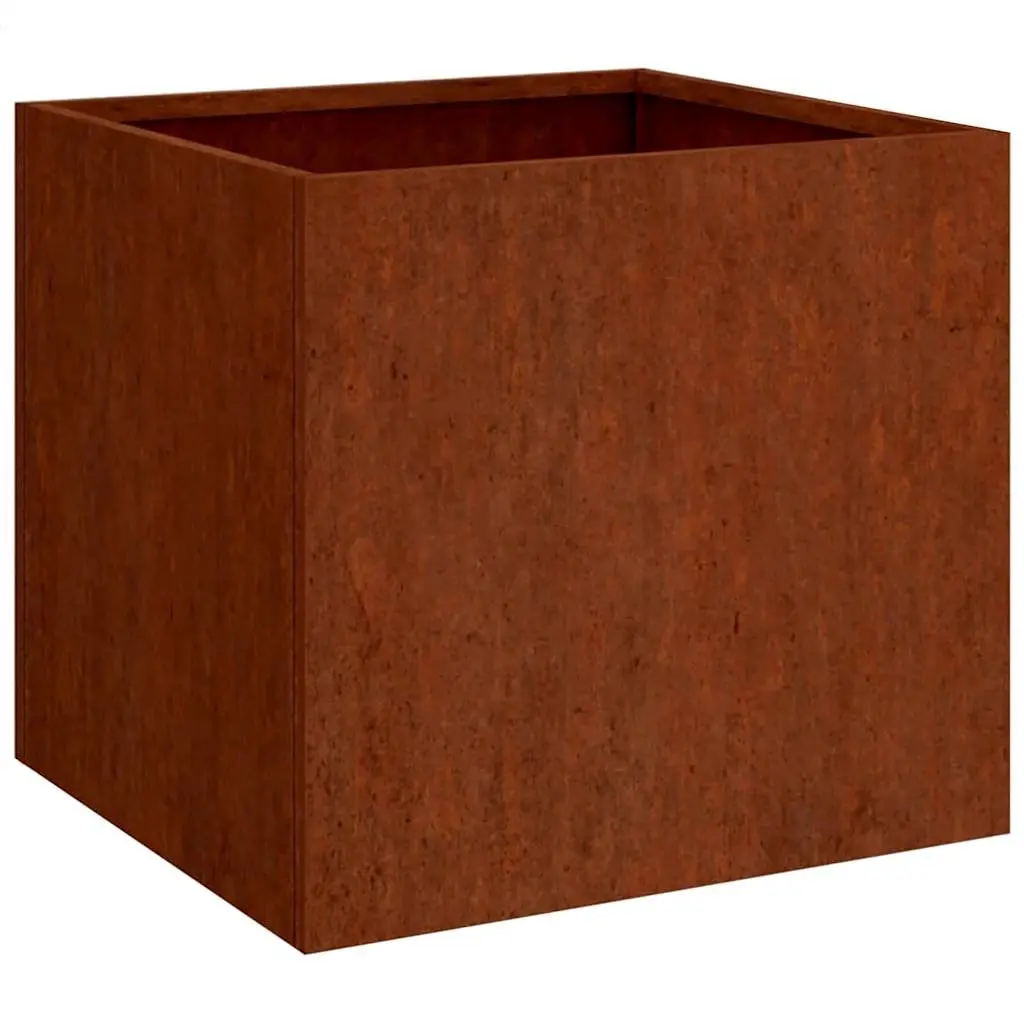 Corten Steel Planter Box 49x47x46cm Brown Outdoor Garden Decorative Raised Bed