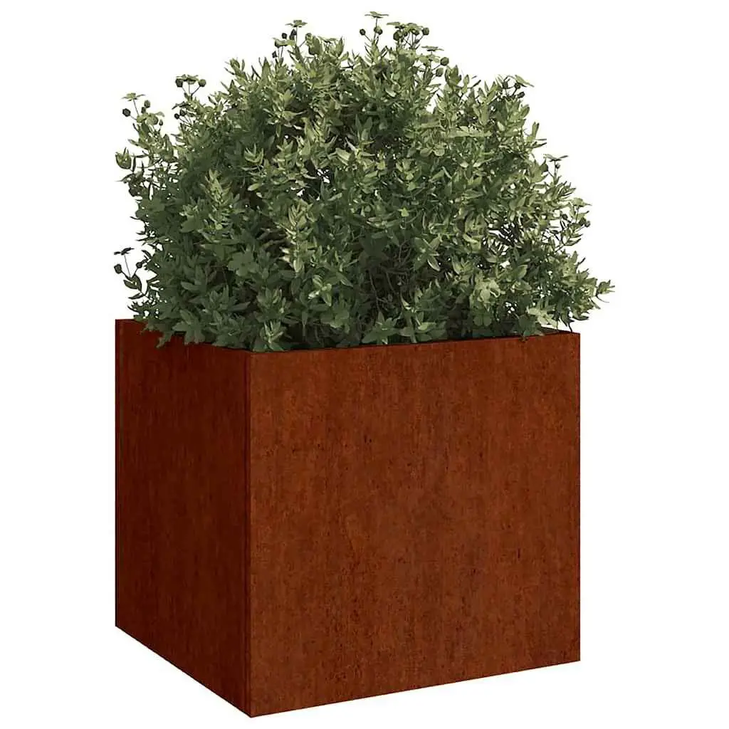 Corten Steel Planter Box 49x47x46cm Brown Outdoor Garden Decorative Raised Bed