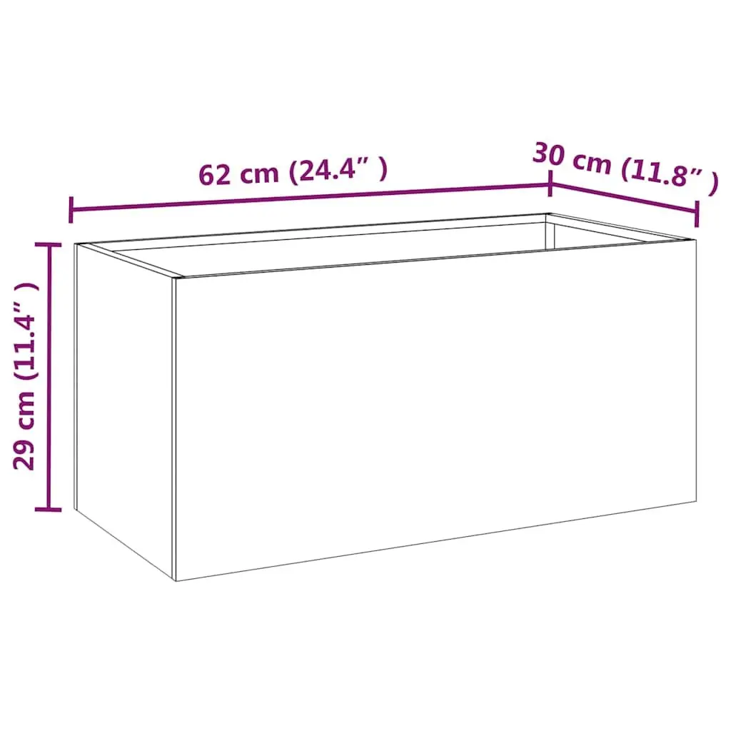 Corten Steel Planter Raised Garden Bed 62x30x29 cm Brown