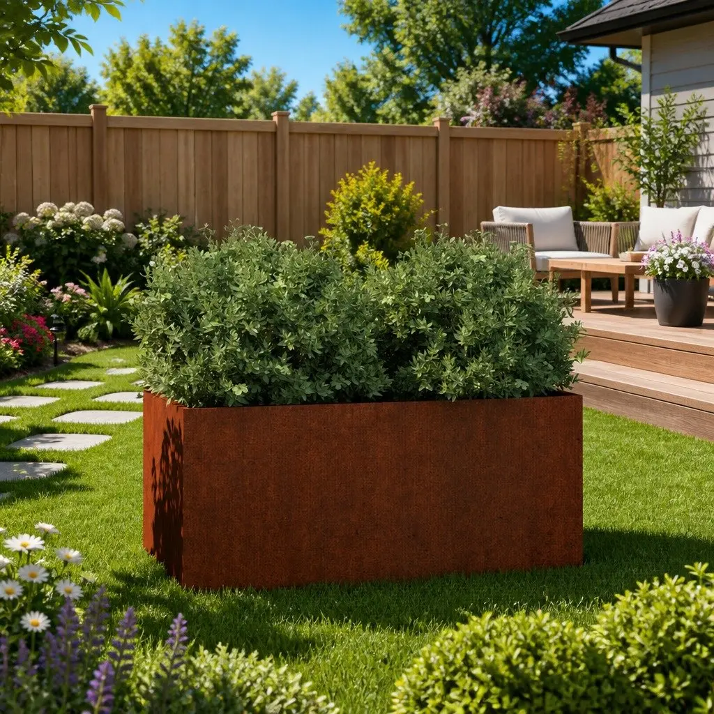 Corten Steel Planter Weathering Steel 62x40x39cm Brown Garden Raised Bed Flower Box