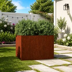 Functional Corten Steel Planter 62x47x46cm for Various Spaces