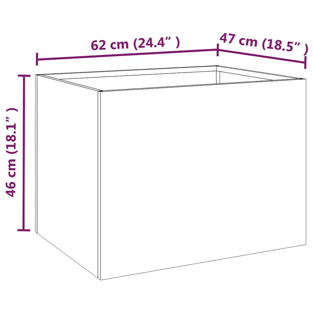 Corten Steel Planter Box 62x47x46cm Brown Outdoor Garden Flower Bed