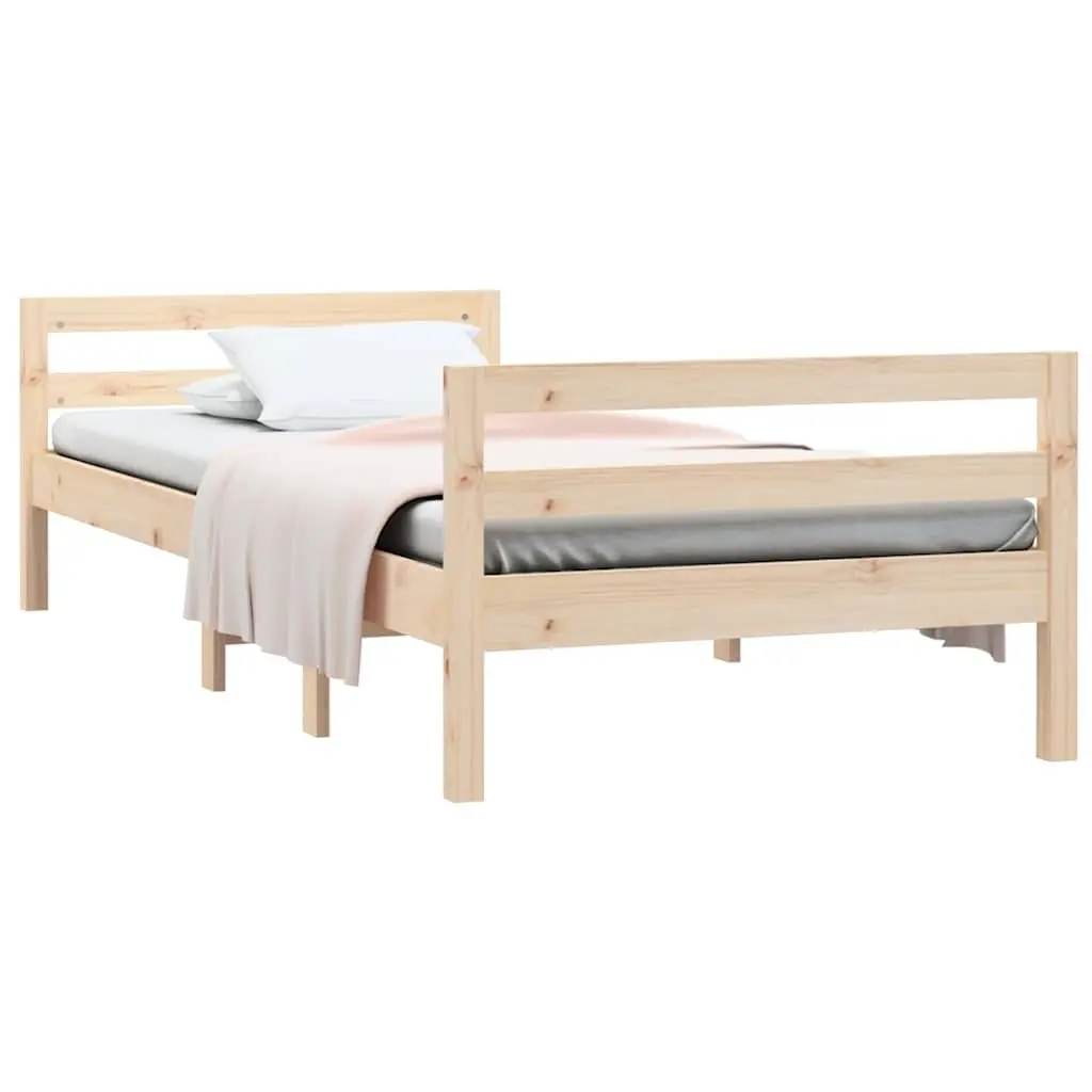 Solid Wood Pine Bed Frame 90x190 cm Brown Slatted Base Bedroom Furniture