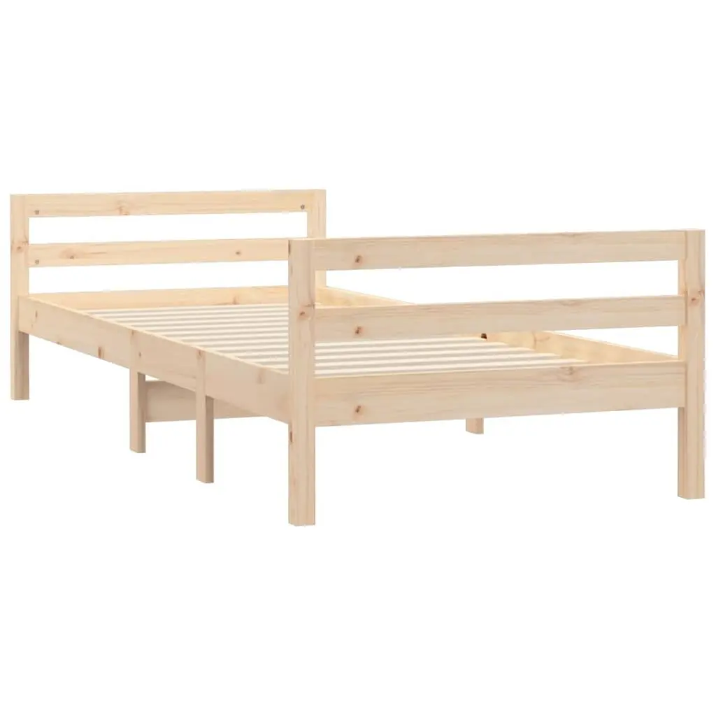 Solid Wood Pine Bed Frame 90x190 cm Brown Slatted Base Bedroom Furniture