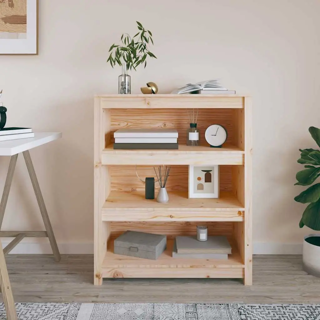 Solid Wood Pine Book Cabinet Storage Shelf 80x35x97cm Brown