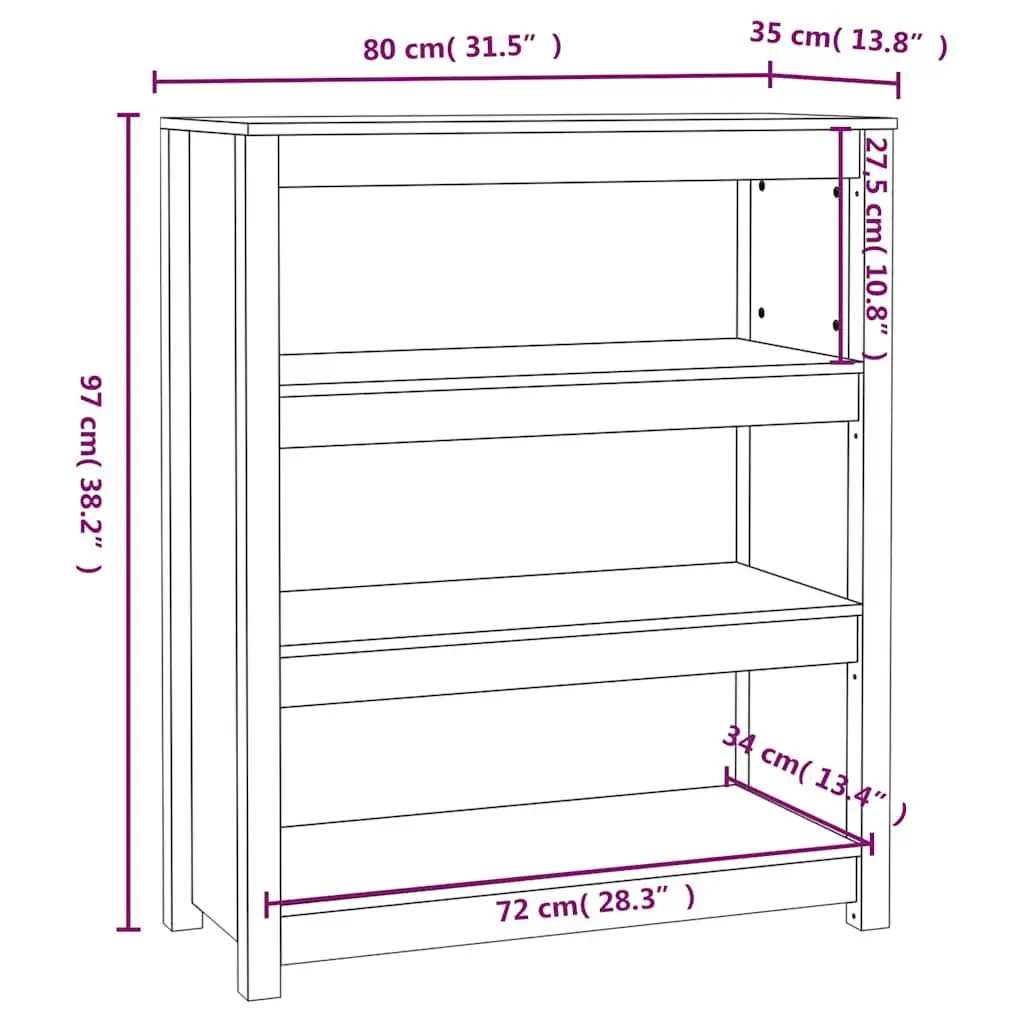 Solid Wood Pine Book Cabinet Storage Shelf 80x35x97cm Brown