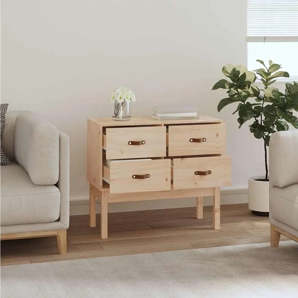 Sideboard Solid Pine Wood Brown 90x40x78cm Storage Console Cabinet with Four Drawers