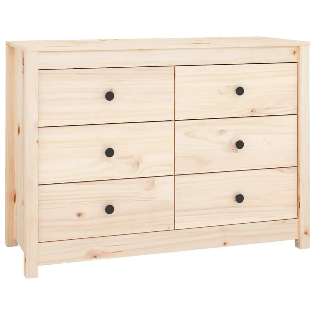 Side Cabinet Solid Pine Wood 100x40x72cm Brown Storage Drawers