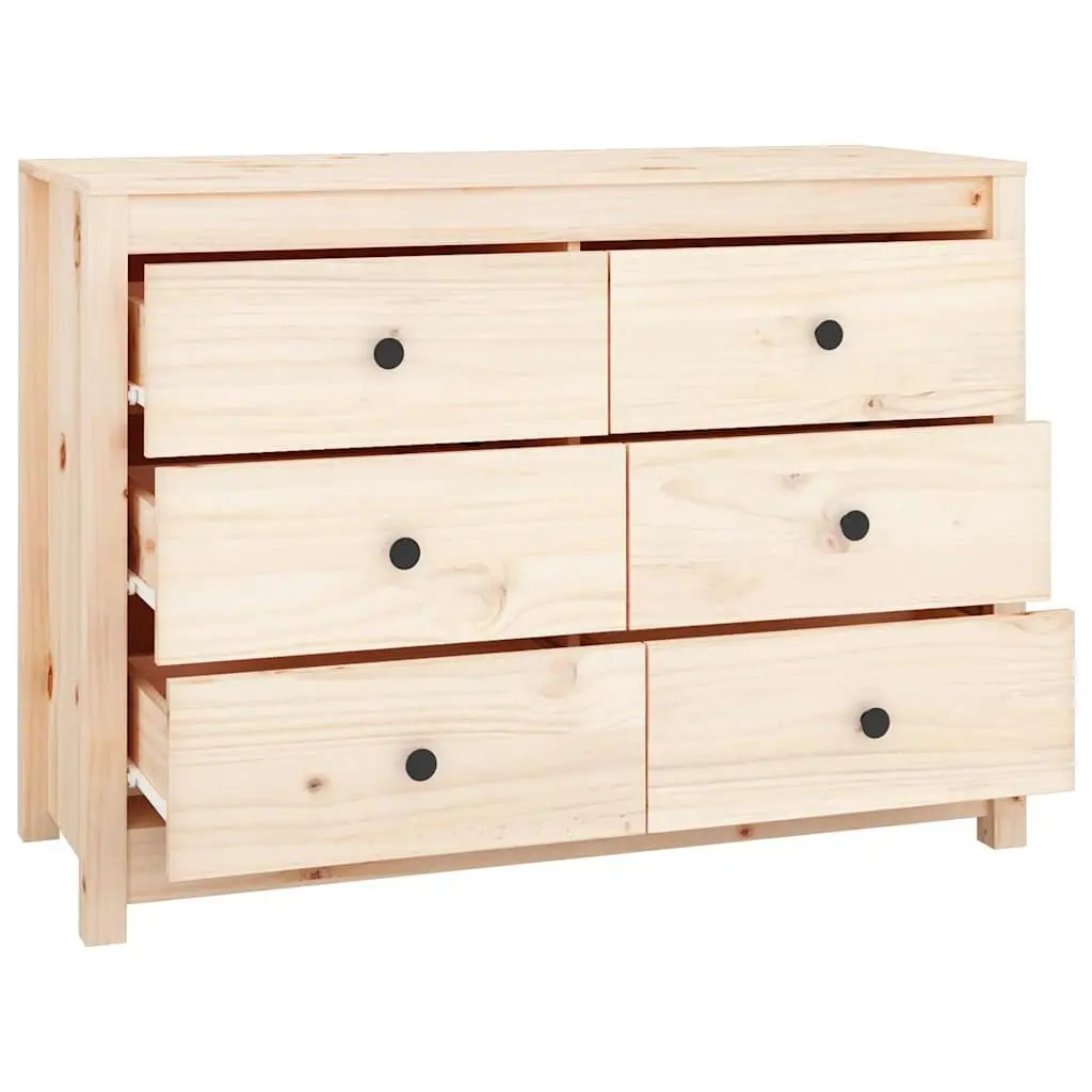 Side Cabinet Solid Pine Wood 100x40x72cm Brown Storage Drawers