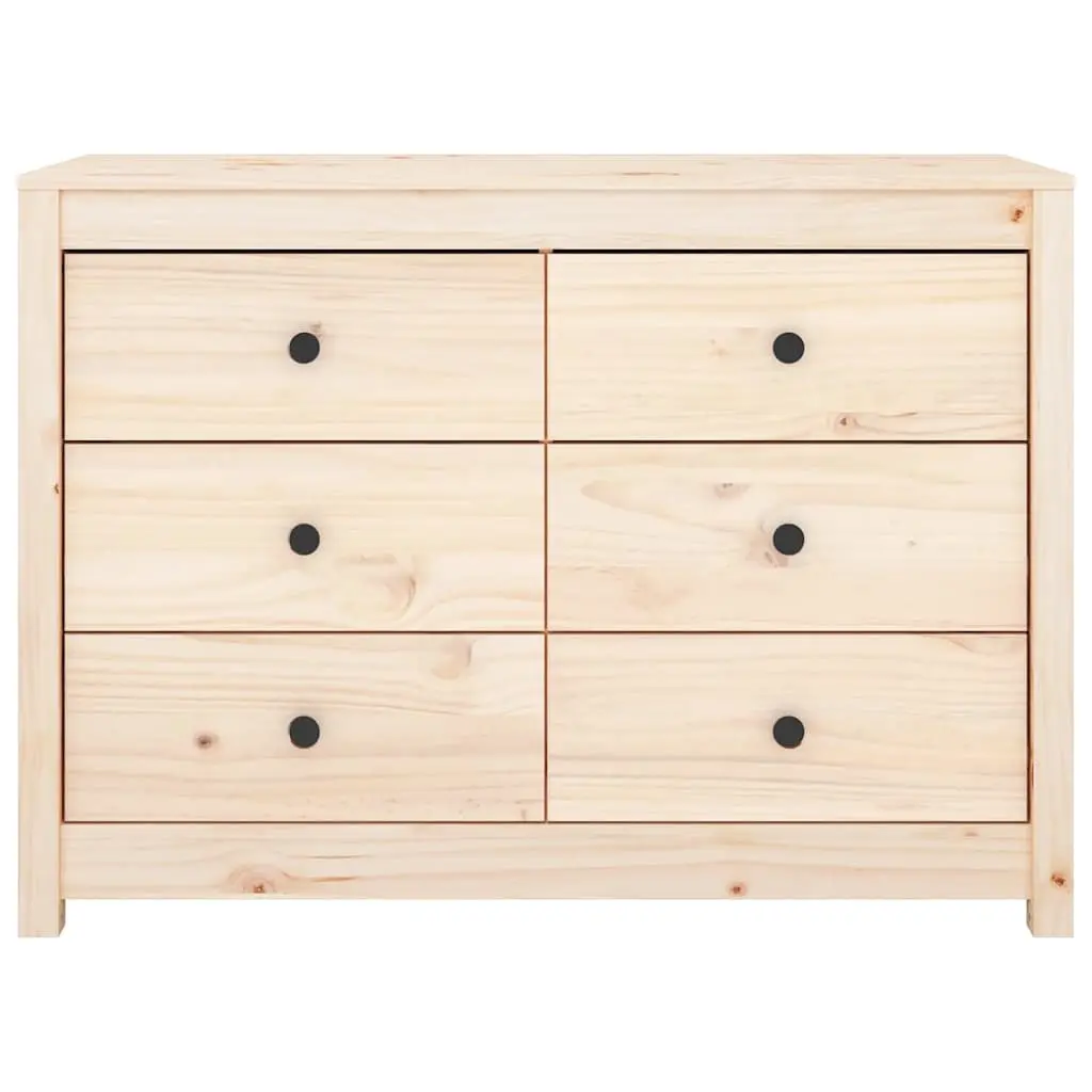 Side Cabinet Solid Pine Wood 100x40x72cm Brown Storage Drawers