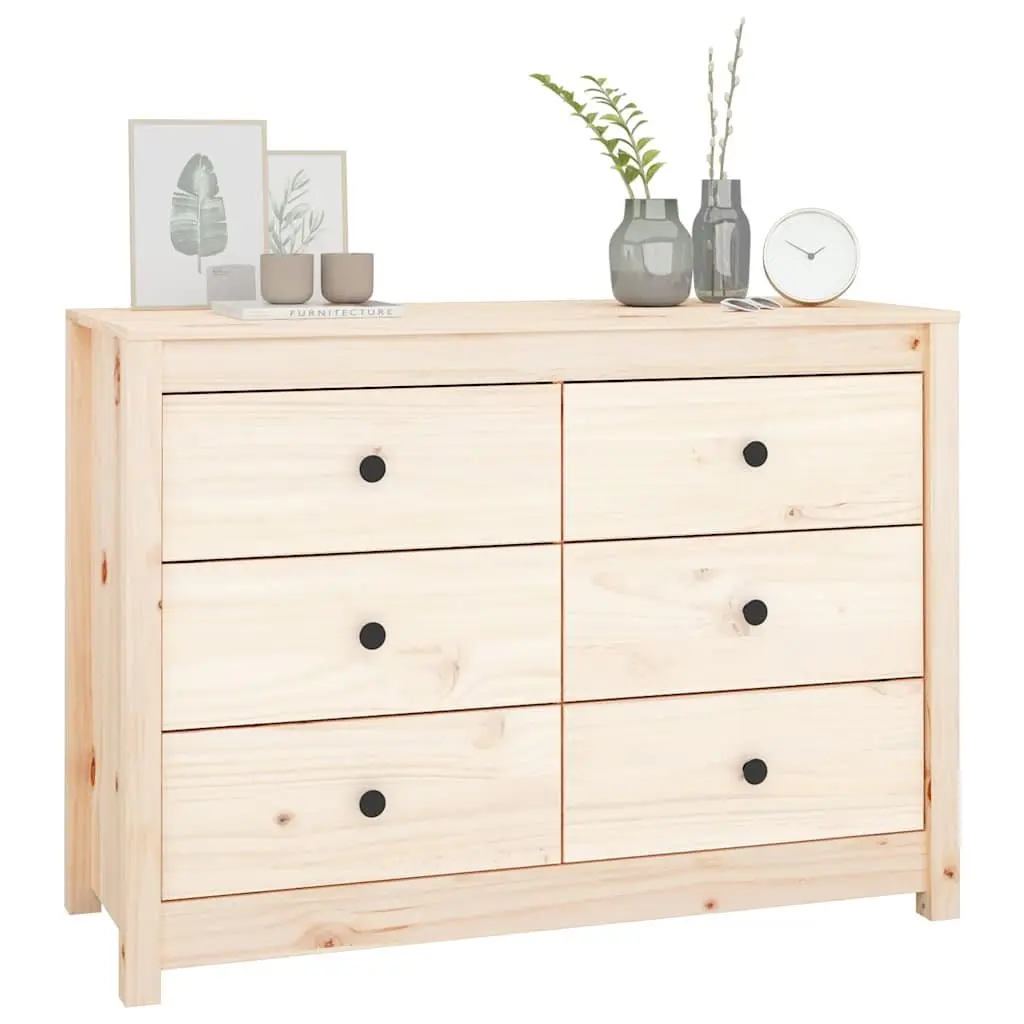 Side Cabinet Solid Pine Wood 100x40x72cm Brown Storage Drawers