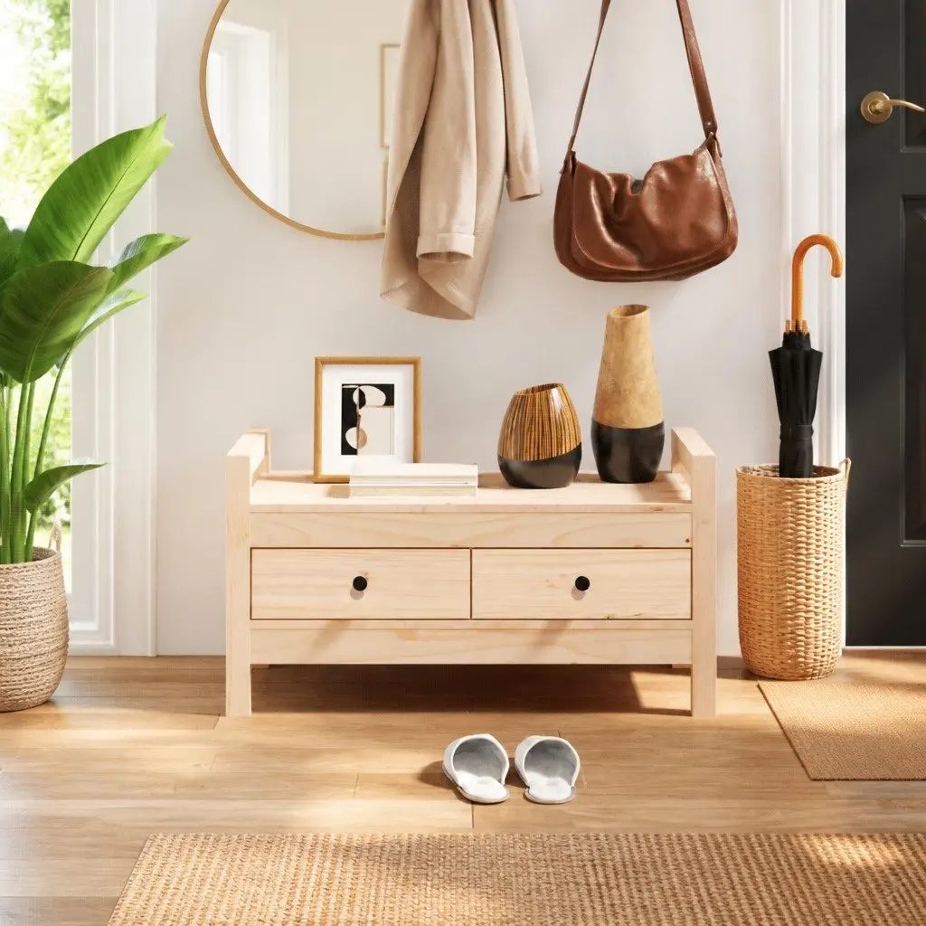 Hall Bench with Storage for Entryway Needs