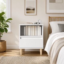 Bedside Cabinet White Engineered Wood Drawer Storage Nightstand 40x35x50cm