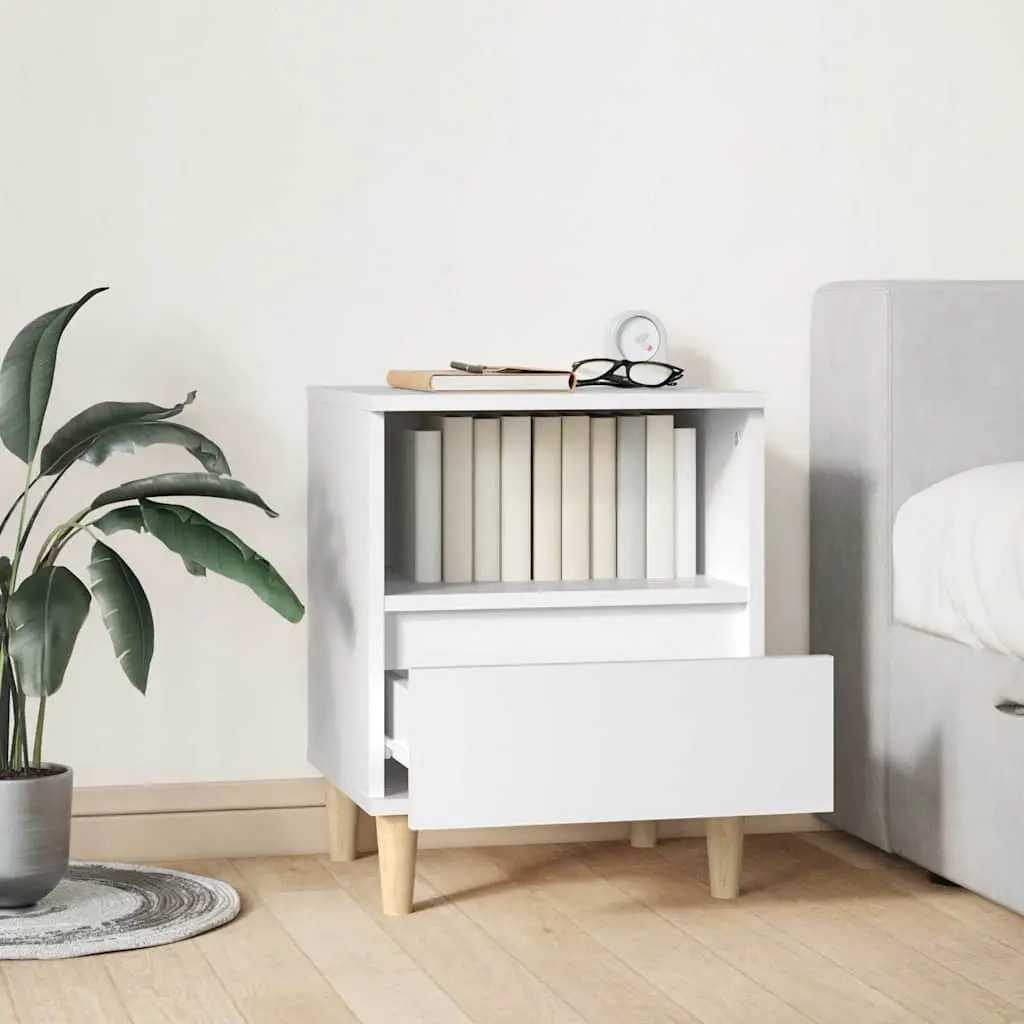 Bedside Cabinet White Engineered Wood Drawer Storage Nightstand 40x35x50cm