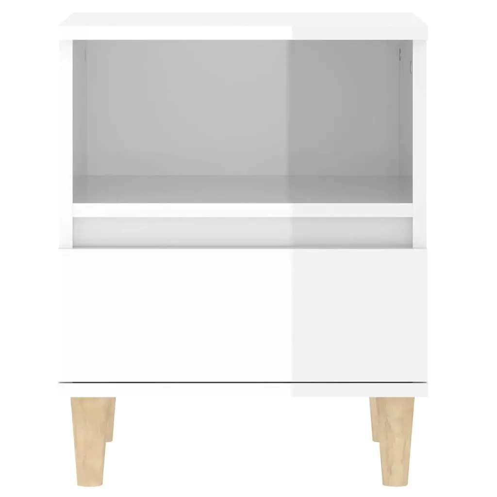Bedside Cabinet Engineered Wood White High Gloss 40 x 35 x 50 cm