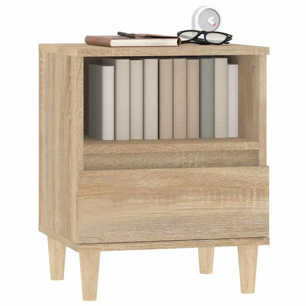 Brown Bedside Cabinets Set of 2 Engineered Wood 40x35x50 cm with Storage Drawer and Compartment