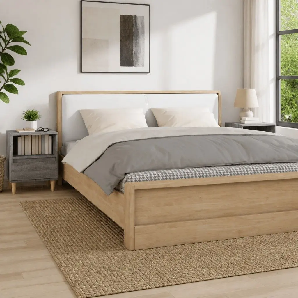 Bedside Cabinets Engineered Wood Grey 40x35x50 cm 2 Piece Storage Nightstand Drawers Compartment