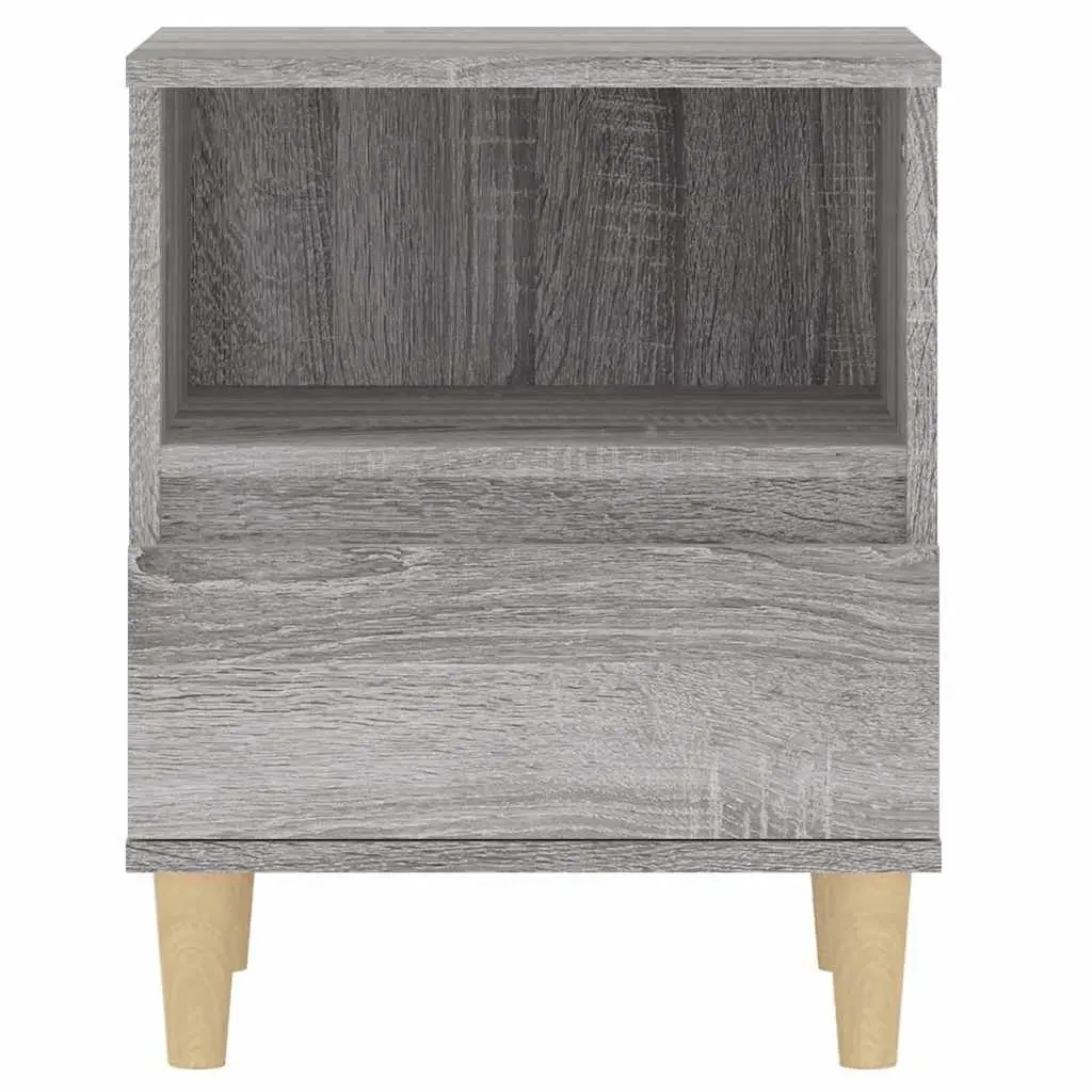 Bedside Cabinets Engineered Wood Grey 40x35x50 cm 2 Piece Storage Nightstand Drawers Compartment