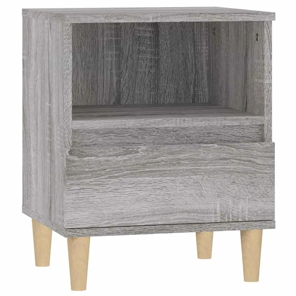 Bedside Cabinets Engineered Wood Grey 40x35x50 cm 2 Piece Storage Nightstand Drawers Compartment