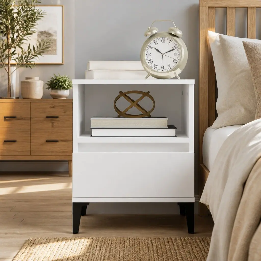 Bedside Cabinet Engineered Wood 40x35x50cm White