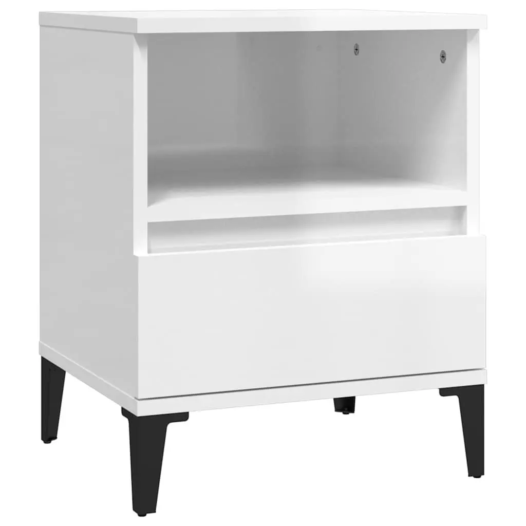 Bedside Cabinet Engineered Wood 40 x 35 x 50 cm White High Gloss