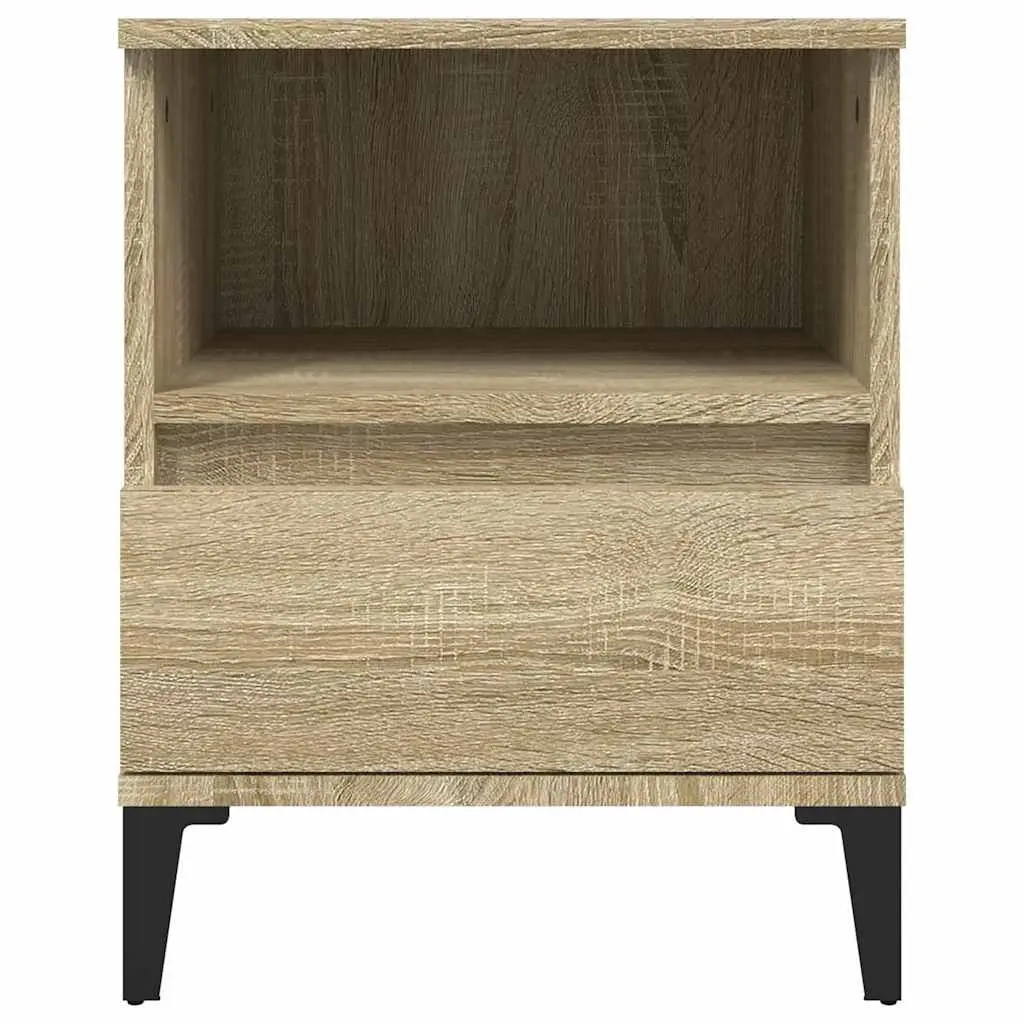 Bedside Cabinet Engineered Wood Brown Storage Compartment Drawer Metal Feet 40 x 35 x 50 cm