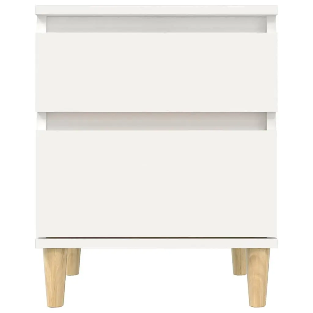 White Nightstands Pair Engineered Wood 40x35x50cm Storage Cabinets Bedroom Furniture