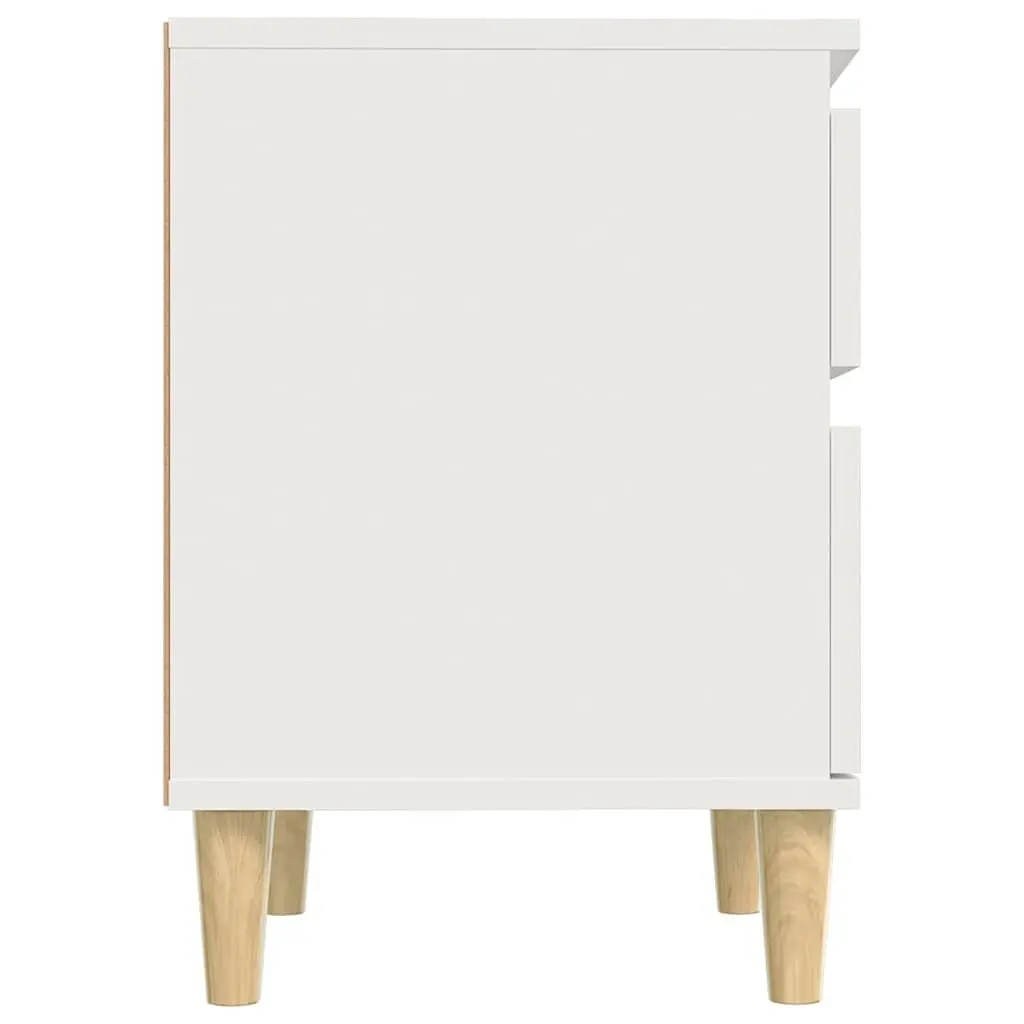 White Nightstands Pair Engineered Wood 40x35x50cm Storage Cabinets Bedroom Furniture