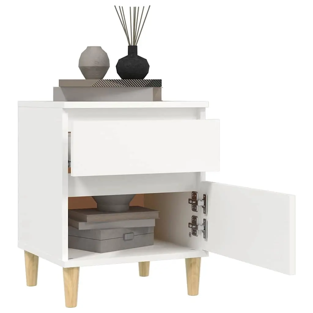 White Nightstands Pair Engineered Wood 40x35x50cm Storage Cabinets Bedroom Furniture