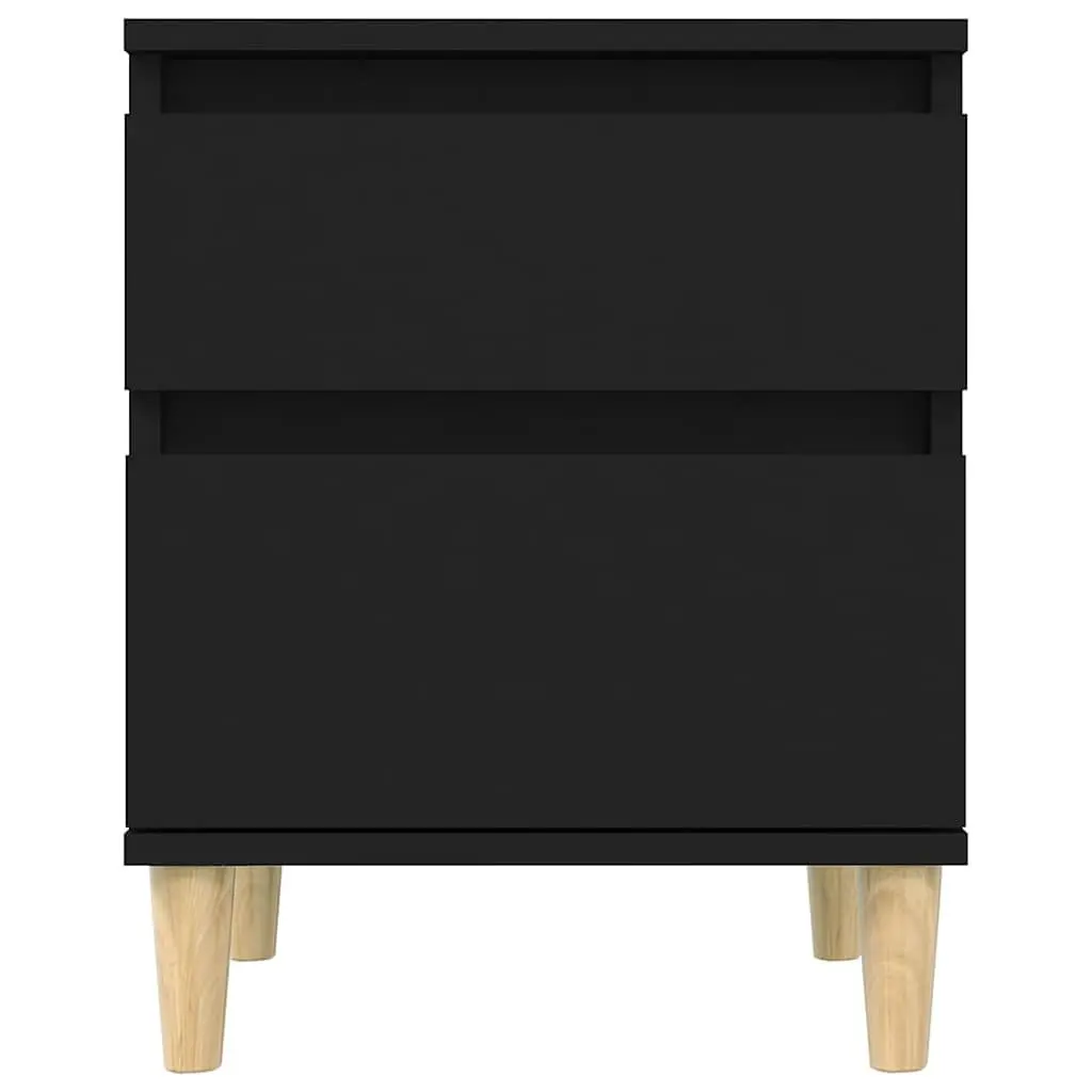 Black 2 Piece Nightstand Bedside Cabinets Engineered Wood Storage Side Tables