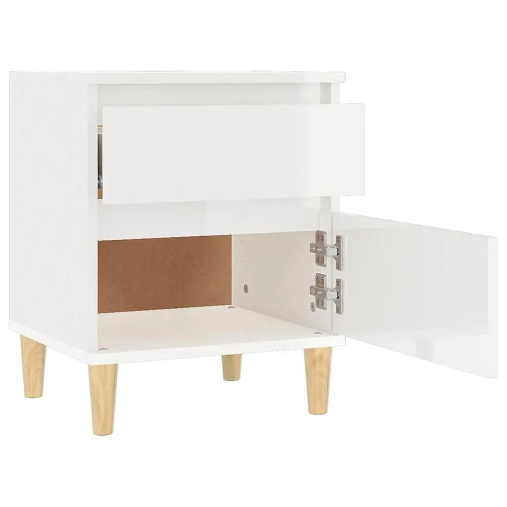 Bedside Cabinet White High Gloss Storage Nightstand Side Table Bedroom Furniture