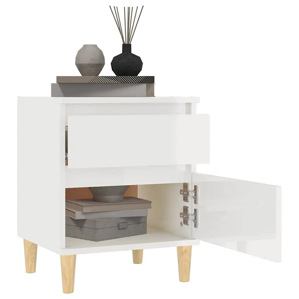 Bedside Cabinet White High Gloss Storage Nightstand Side Table Bedroom Furniture