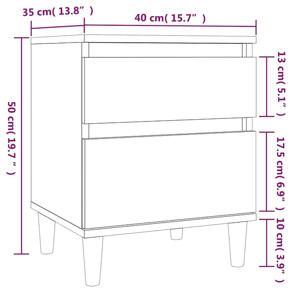 Bedside Cabinets Engineered Wood 40x35x50 cm Grey 2 Piece