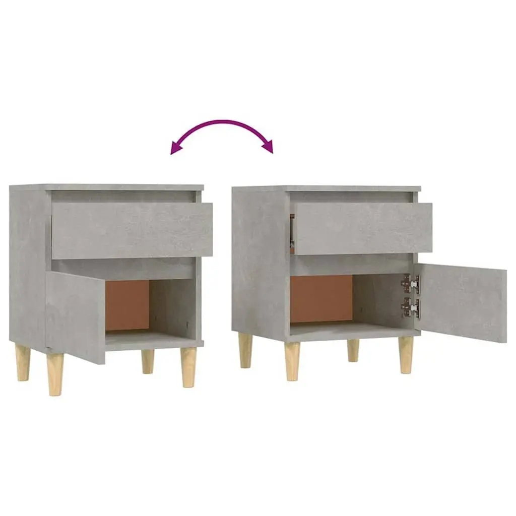 Bedside Cabinets Engineered Wood 40x35x50 cm Grey 2 Piece