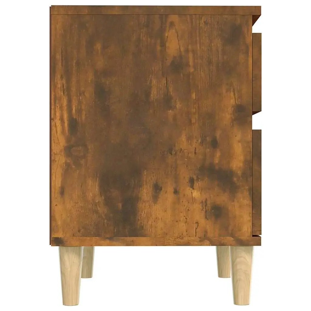 2 Piece Brown Nightstand Storage Cabinet Engineered Wood 40x35x50cm Organiser for Bedroom