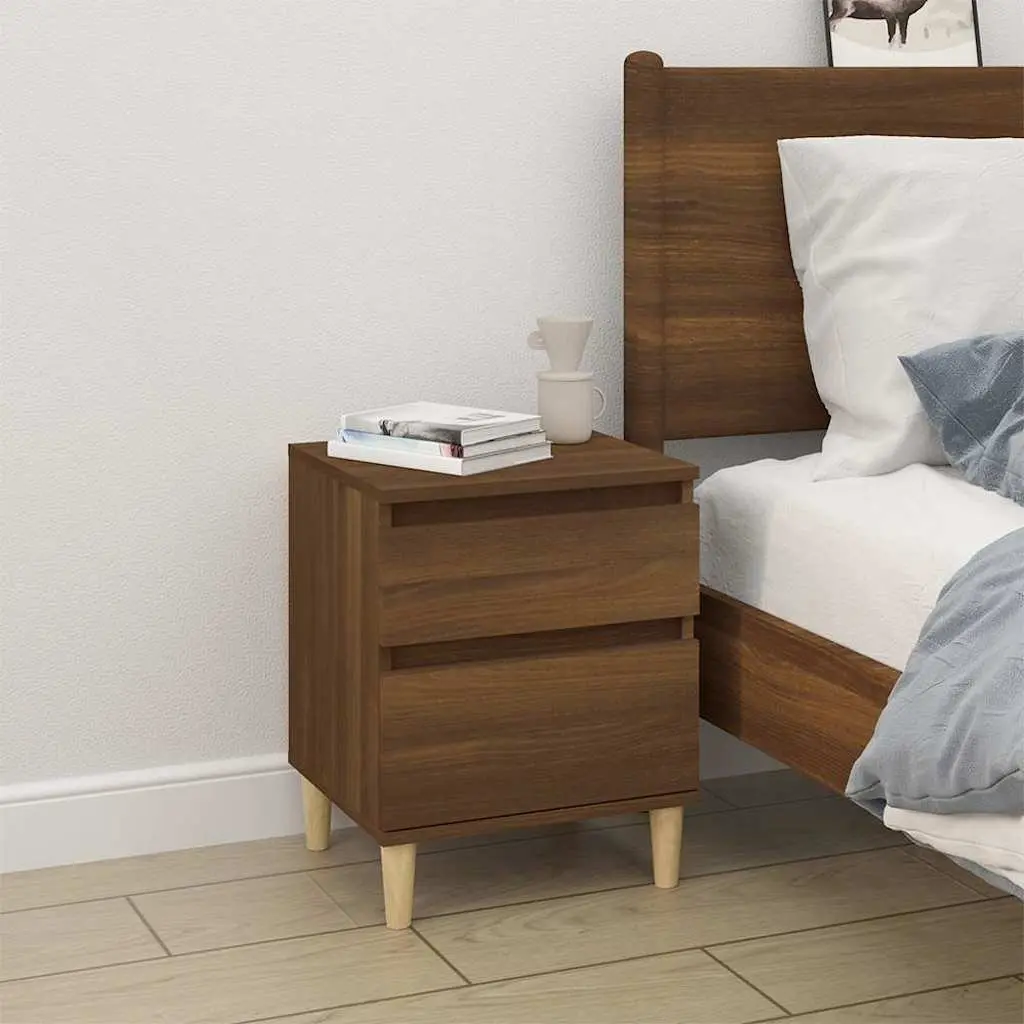 Brown Oak Bedside Cabinets Pair Engineered Wood 40x35x50cm Nightstand Storage Furniture
