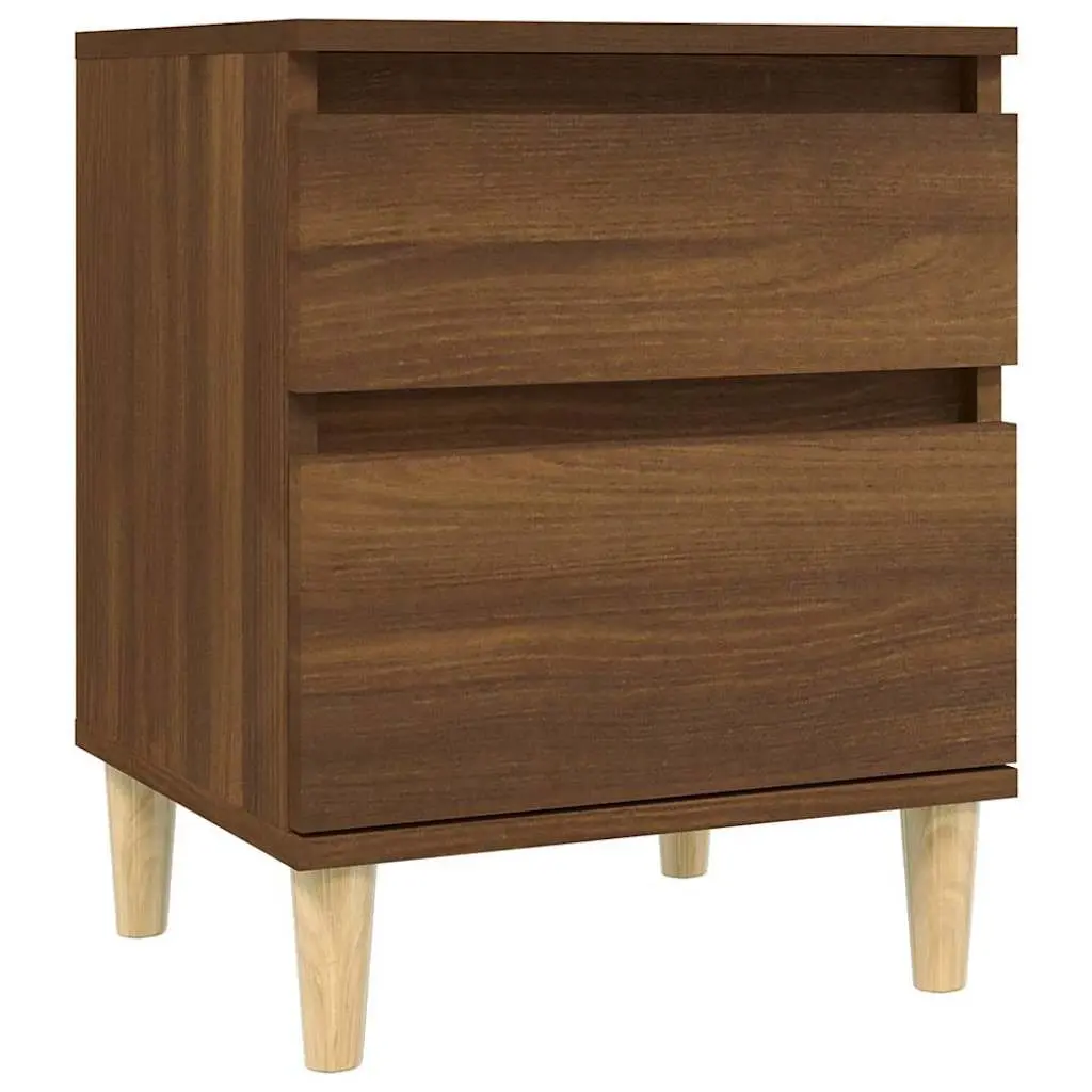 Brown Oak Bedside Cabinets Pair Engineered Wood 40x35x50cm Nightstand Storage Furniture