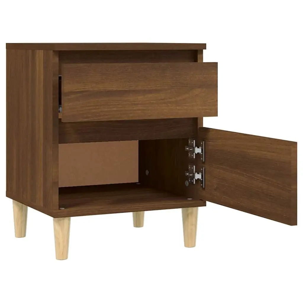 Brown Oak Bedside Cabinets Pair Engineered Wood 40x35x50cm Nightstand Storage Furniture