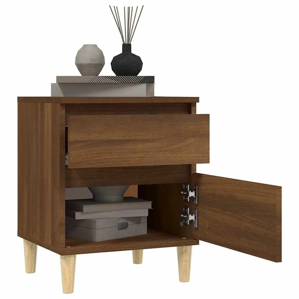 Brown Oak Bedside Cabinets Pair Engineered Wood 40x35x50cm Nightstand Storage Furniture