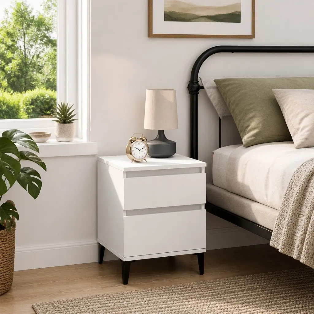Bedside Cabinet White Storage Unit Nightstand Bedroom Furniture Organiser