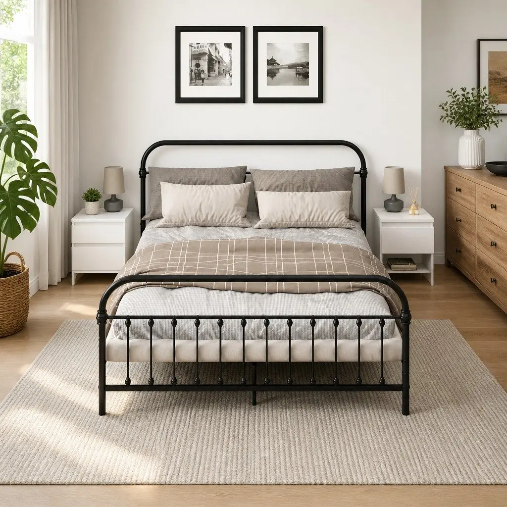 White Engineered Wood Nightstands 2 Piece Storage Bedside Cabinets