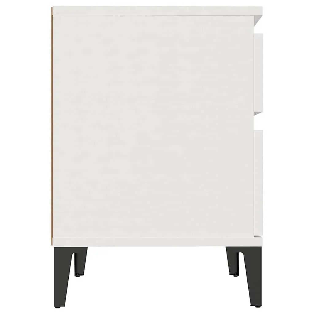 White Engineered Wood Nightstands 2 Piece Storage Bedside Cabinets