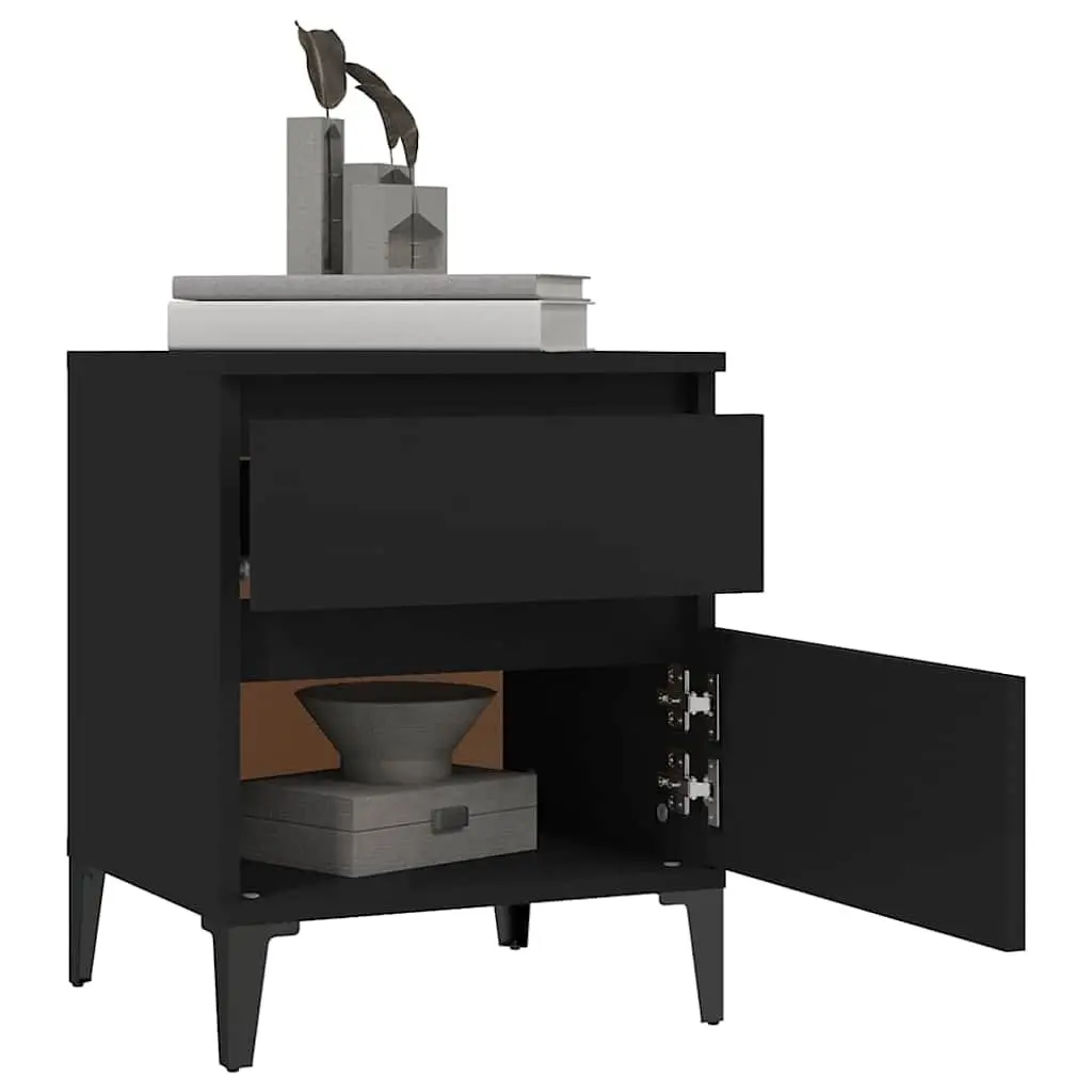Bedside Cabinet Engineered Wood 40 x 35 x 50 cm Black Nightstand