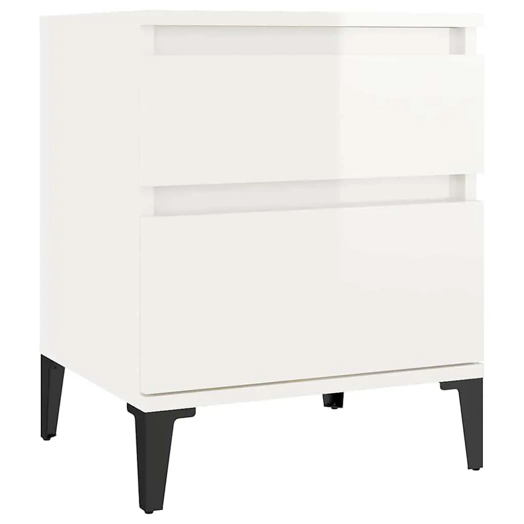 White Engineered Wood Bedside Cabinets Set of 2 Nightstands Storage Furniture 40x35x50cm