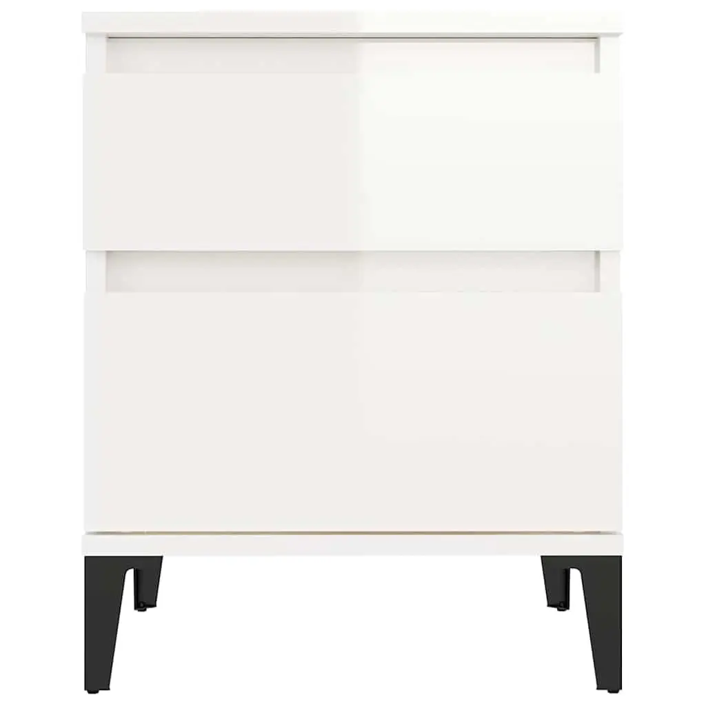 White Engineered Wood Bedside Cabinets Set of 2 Nightstands Storage Furniture 40x35x50cm