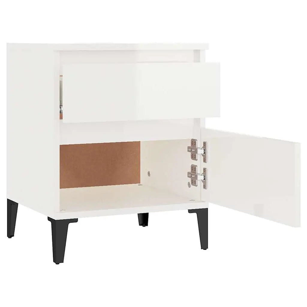 White Engineered Wood Bedside Cabinets Set of 2 Nightstands Storage Furniture 40x35x50cm
