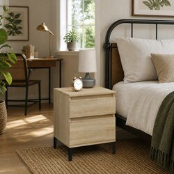 Bedside Cabinet Storage Organizer Brown Wooden Nightstand Side Table Bedroom